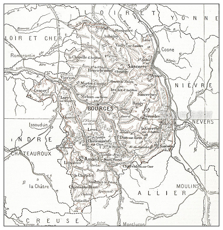 法国仿古地图Cher (département)
